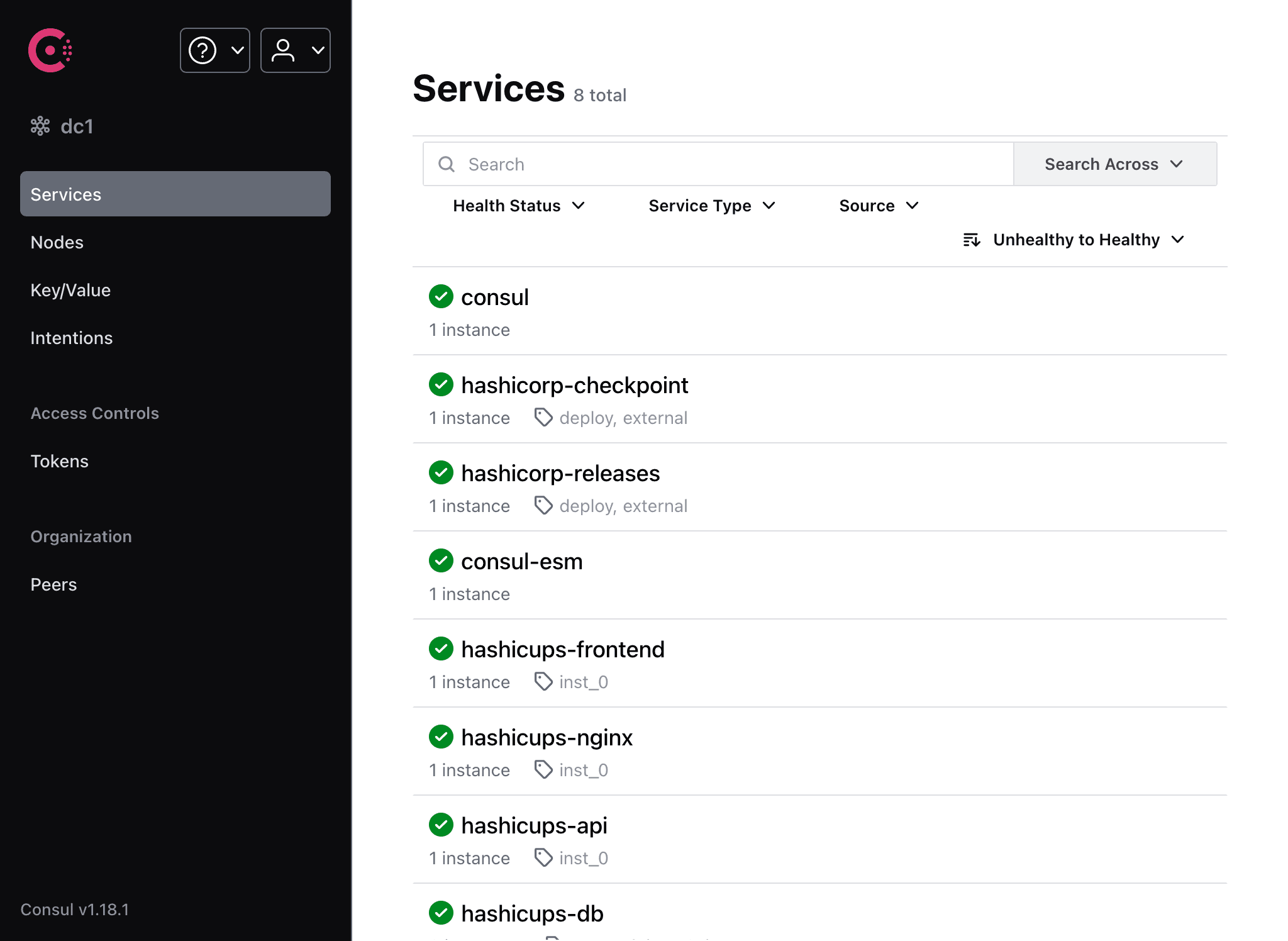 Services page - hashicorp.com - Both passing